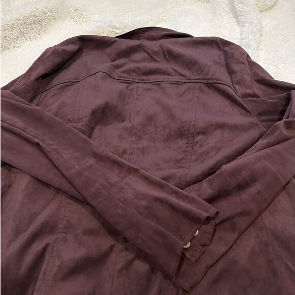 Kut From The Kloth Women's Burgundy Open Front Asymmetrical Faux Suede Jacket XL - Picture 5 of 5